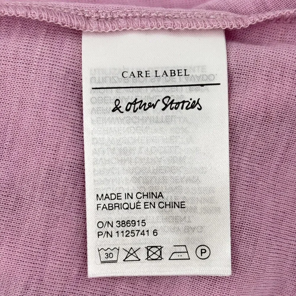 & Other Stories Women's Med Slim-Fit Top Pink LS CrewNeck 60% Wool 1125741 NWT